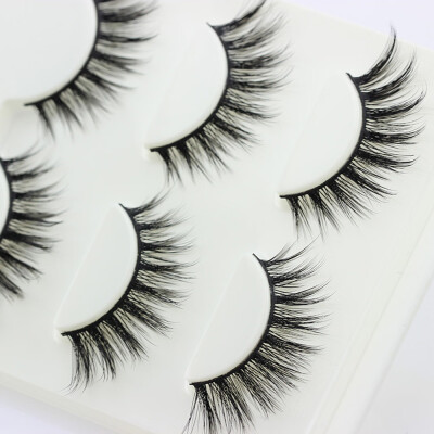 

〖Follure〗3 Pairs Thick Long Cross Party False Eyelashes Black Band Fake Eye Lashes