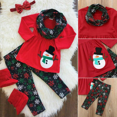 

Toddler Kids Baby Girls Christmas Outfits Clothes Set T-shirt Tops Pants