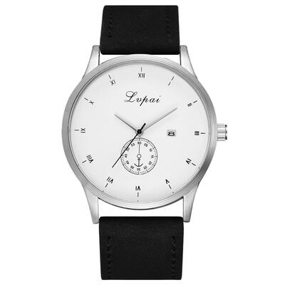

Lvpai Large Round Dial Quartz Watch Men Leather Strap Analog Wristwatch