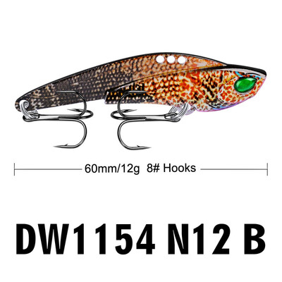 

6CM Metal VIB Lures 12g Vivid Vibrations Spoon Lure Spinner Fishing Bait Artificial Hard Bait 3D Eyes Fishing Lures