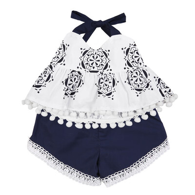 

2017 Summer Baby Swing Top Baby Girls Clothing Infant Flower Ruffle Outfits Newborn Girl Shorts Clothes Sets