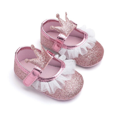 

Baby Girls Shoes Infant First Walkers for Newborn Autumn Soft Sole Non-Slip Crown Princess Shoes