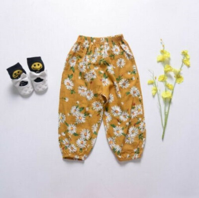 

Toddler Baby Girl Breathable Pants Bottom Joggy Loose SunFlower Trousers Clothes