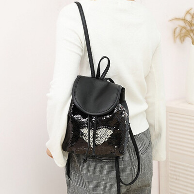 

Tailored Women Fashion School Style Sequins Travel Satchel School Bag Backpack Bag