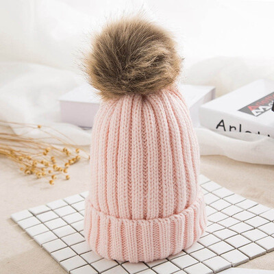 

Korean version Winter Thickening Knit hat Imitation mink hair Hat Hairball Keep warm Hedging cap