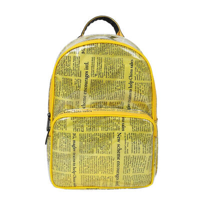 

Unisex Newspaper Print Canvas PVC Backpack Travel Casual Student Schoolbags