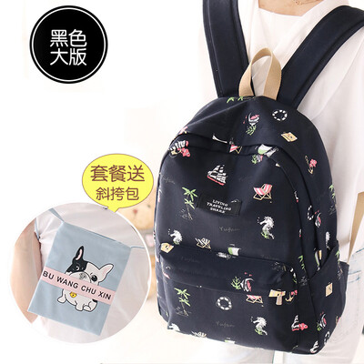 

Canvas bag female junior high school high school Korean Harajuku ulzzang backpack campus small fresh&simple backpack