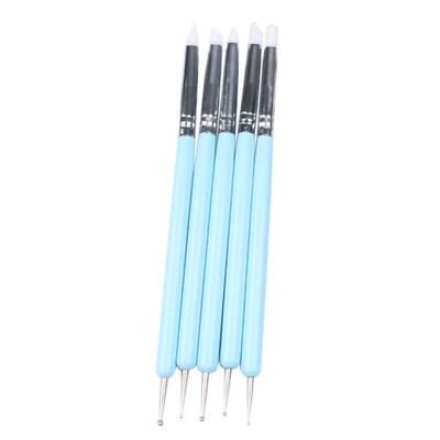 

Toponeto 5 Pcs Pencil Head Nail Art Brush Nail Silicone Brushes With Wooden Handle Strap