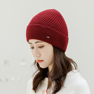 

2019 new winter mens&womens outdoor solid color cuff wool hat dome knit hat factory wholesale