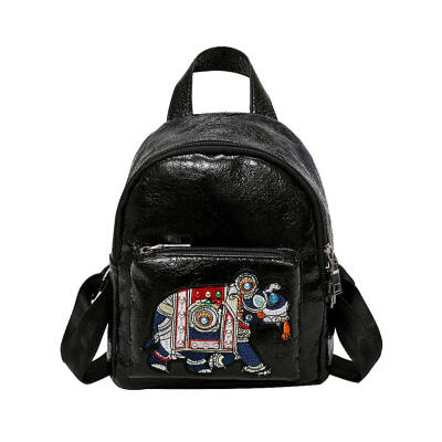 

Women Mini Backpack School Bags PU Leather Cartoon Embroidery Shoulder Bag