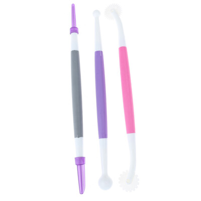 

3pcs Fondant Cake Sugar Flower Sculpture Group Shaping Modeling Baking Tool