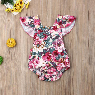 

US Newborn Baby Girls Flower Clothes Ruffle Jumpsuit Romper Bodysuit Outfits Set