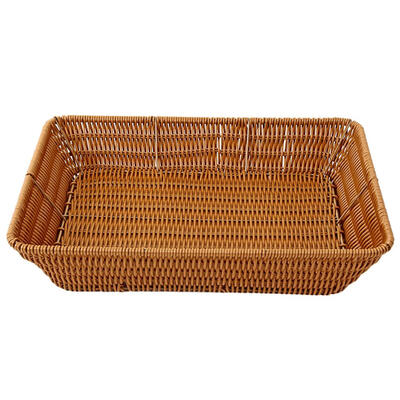 

Imitation Rattan Woven Wicker Bread Basket Iron Frame Food Vegetable Holder