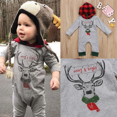 

Newborn Baby Girl Boy Infant Deer Hooded Romper Bodysuit Jumpsuit Clothes Outfit