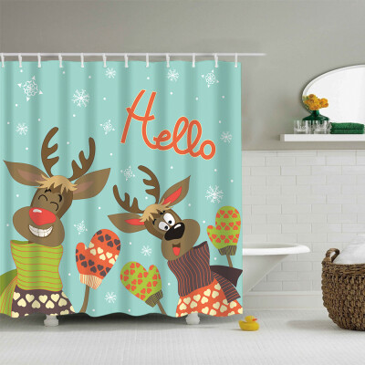 

〖Follure〗Christmas Gift Boxes In Snow Bathroom Shower Curtain Waterproof Fabric &12 Hooks
