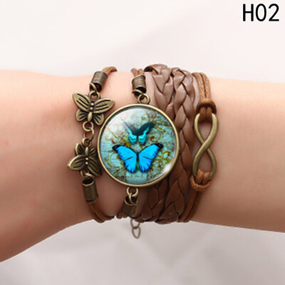 

Green Butterfly Romantic Clock time Vintage Flower Jewels PendantArt Pendant Necklace Jewelry