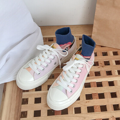 

Colorful tide shoes 2019 new autumn Korean version of net red students super fire high ulzzang tide canvas shoes women
