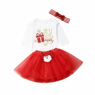 

Newborn Kids Baby Girl Long Sleeve Top RomperTutu Skirt Dress 3pcs Outfits Set