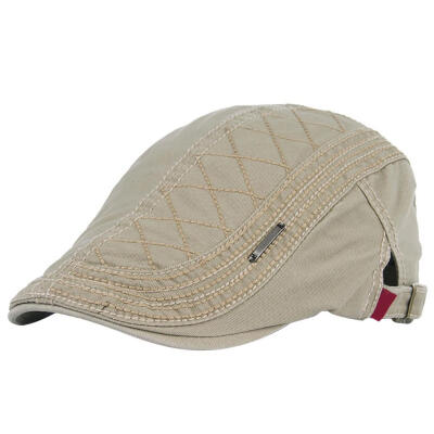 

Grid Pattern Retro Autumn Winter Cotton Men Flat Peaked Cap Newsboy Hunting Hat