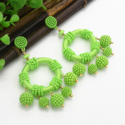 

Fashion Bohemian Round Beads Dangle Big Earrings for Women Ethnic Statement Round Drop Earrings Jewelry