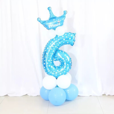 

FUNNYBUNNY Mix set 30" Numbers 0-9 pink&Blue Typ foil balloons Birthday Party balloons Pink With Crown Shape