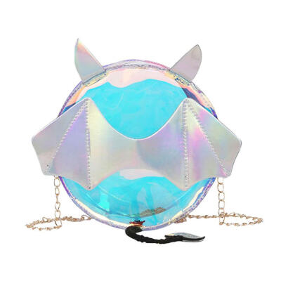 

Women Girl Sequin Shoulder Bags Cartoon Bat Transparent Round Crossbody Bag