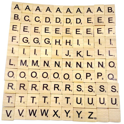 

〖Follure〗100 Wooden Scrabble Tiles Black Letters Numbers For Crafts Wood Alphabets