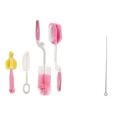 

4pcs Baby Sponge Nursing Bottle Scrub Nipple Cleaning Brush SetStainless Steel Straw Brush