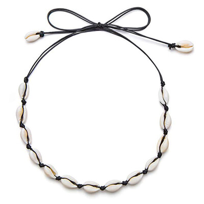 

Bohemia Handmade Natural Shell Necklace Wax Cord Women Choker Charm Jewelry