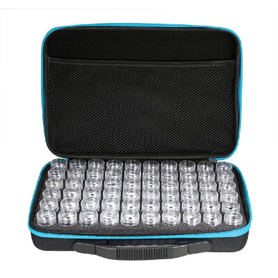 

60-Bottles Diamond Painting Box Shockproof Drop-proof Double-Zipper Closure Embroidery Rhinestones Storage Container Case--Rose Re