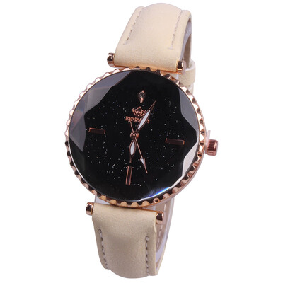 

Womens quartz watch belt starry dial simple