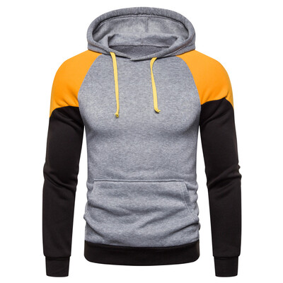 

Men Long Sleeve Slim Fit Sweater Hoodie Drawstring Patchwork Sports Sweater Warm