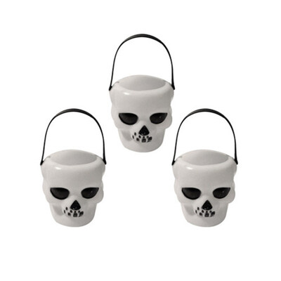 

3Pcs Scary Skull Candy Kettles Pot Hanging Horror Props Halloween Decoration