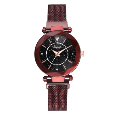 

Luxury Mesh Ladies Clock Magnet Buckle Women Starry Sky Diamond Watches Geometric Surface Fashion Casual Dress Quartz Wristwatch