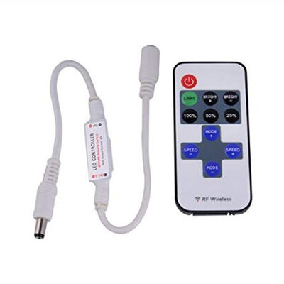 

5-24V Mini LED Strip 11 Buttons Controller Dimmer Plastic RF Single Color Wireless Remote Controller