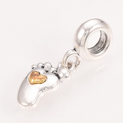 

Alloy European Dangle Beads Large Hole Pendants Baby Feet Antique Silver 25mm Hole 45mm Baby feet 14x8x3mm