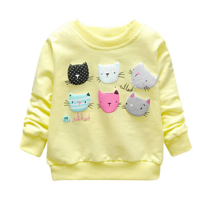 

Sweatshirt for Girls Kids Spring Jacket Girls kids Cartoon Cat Long Sleeve Spring Autum Pull Sweatshirts for girls