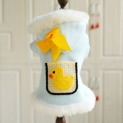 

Little Duck Dog Beautiful Bow-knot Coat For Girl Dog Cold Weather Thickening 2 Legged Warm Coat Comfortable Cute Fluffy Jacket