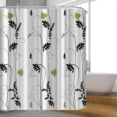 

Greensen 180180cm Polyester Fiber Leaf&Flower Pattern Waterproof Bathroom Shower Curtain with Hook