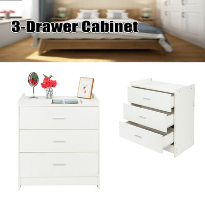 

Modern 3-Drawer Table Night Stand Living Room Bedroom Wood Furniture Chest White