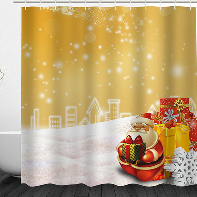

Christmas Tree Shower Curtain 180x180cm With 12 Plastic C Hook Christmas Designation Waterproof Bathroom Accessories