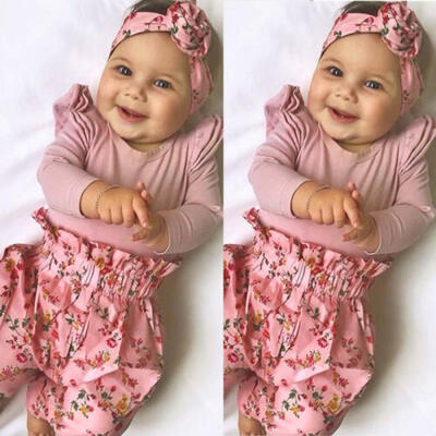 

Newborn Kid Baby Girl Long Sleeve Casual Top Floral Pant Outfit Set Clothes 0-3T