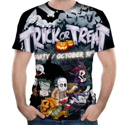 

Summer New Funny Halloween Print Men\s Round Neck Short Sleeve T-Shirt