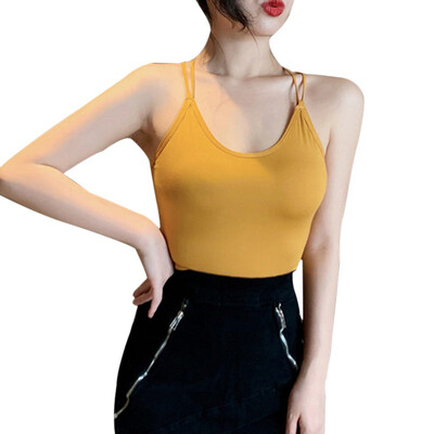 

Womens Crisscross Sexy Solid Spaghetti Strap Sleeveless O-Neck Sling Backless Camisole