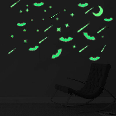 

〖Follure〗Halloween Luminous Wall Stickers Bat Crescent Meteor Combination Wall Stickers
