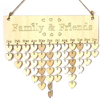 

Wooden Calendar Board Sign Family Celebration&Birthday Reminder DIY Wooden Craft for Home Decoration