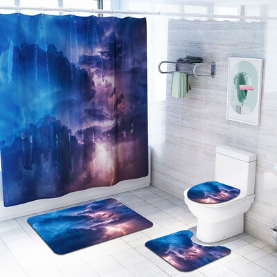 

Gobestart Rosy Clouds Shower Curtain Floor Mat Four-piece Bathroom Mat Set