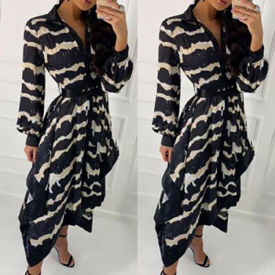 

Womens Long Sleeve Maxi Dress Boho Floral Summer Party Beach Sundress Plus Size