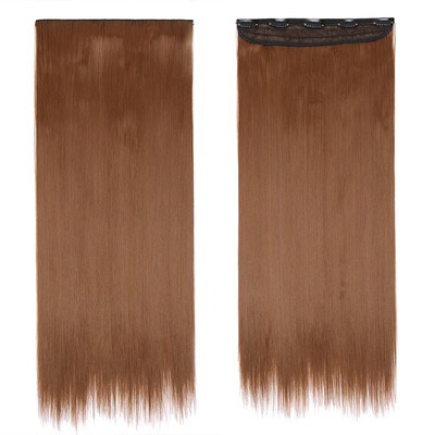

Synthetic Fiber Clips in on Hair Extension 34 Full Head One Piece 5 Clips Long Silky Straight Curly Wavy