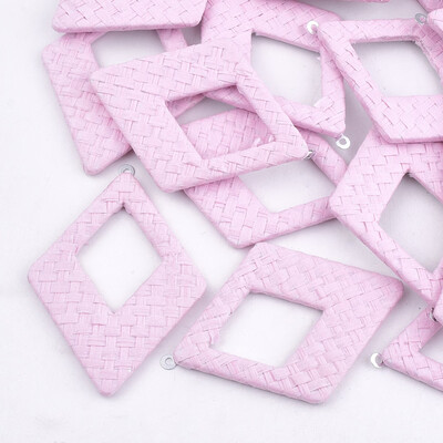 

Handmade Raffia Woven Big Pendants with Iron & Aluminum Findings Rhombus Platinum Pink 69x485x4mm Hole 18mm
